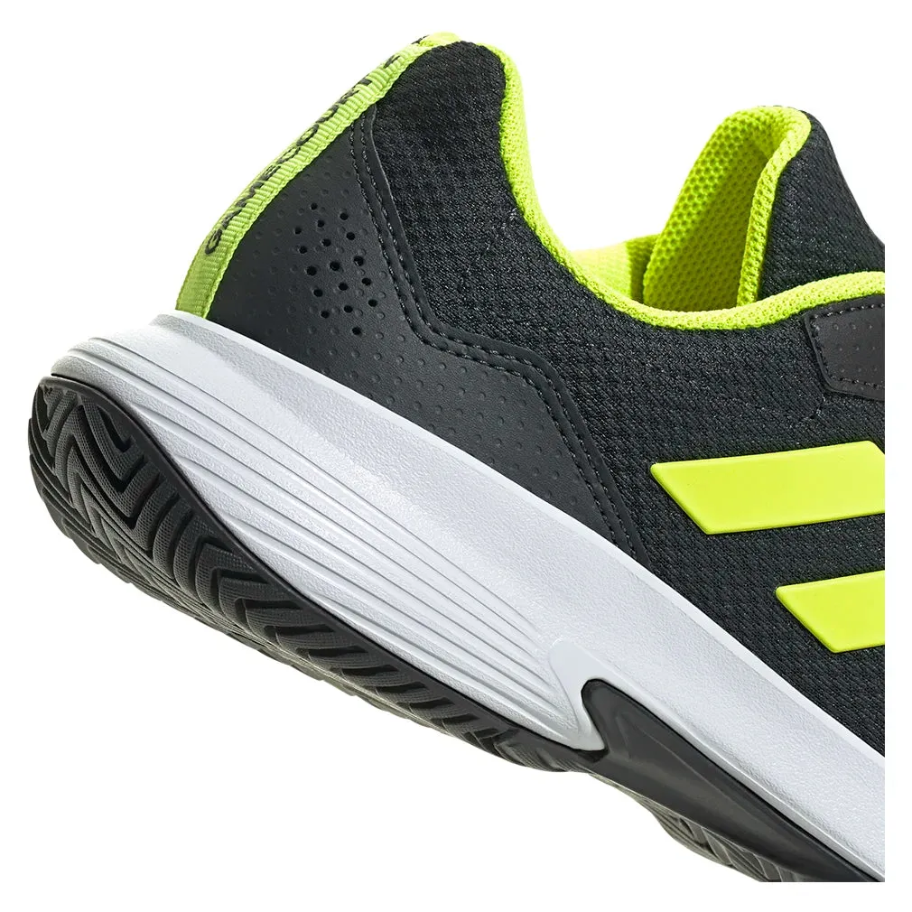 Juniors' GameCourt 2 Tennis Shoes Carbon and Lucid Lemon