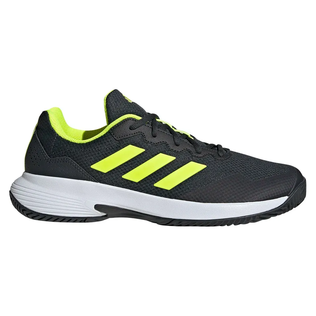 Juniors' GameCourt 2 Tennis Shoes Carbon and Lucid Lemon