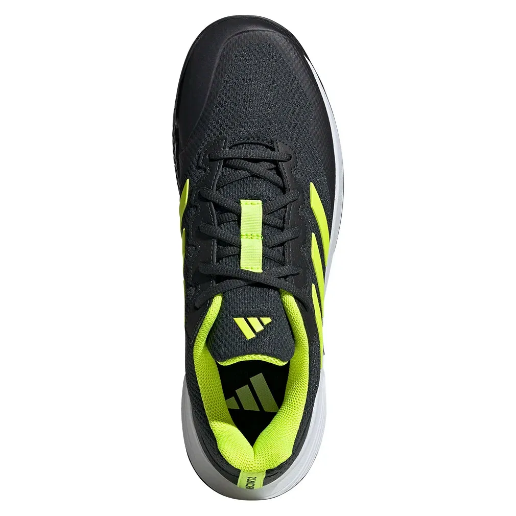 Juniors' GameCourt 2 Tennis Shoes Carbon and Lucid Lemon