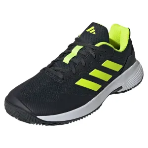 Juniors' GameCourt 2 Tennis Shoes Carbon and Lucid Lemon