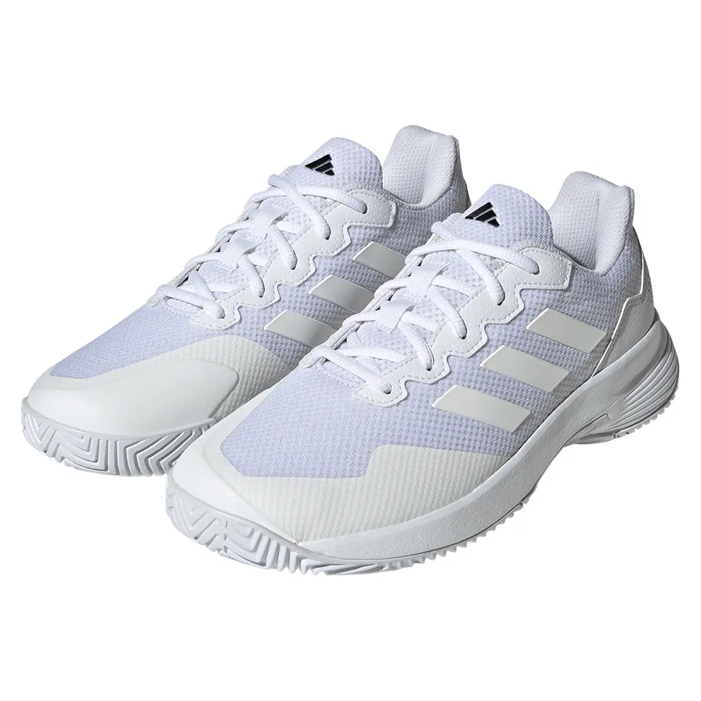 Junior`s Gamecourt 2 Tennis Shoes White and Silver Metallic