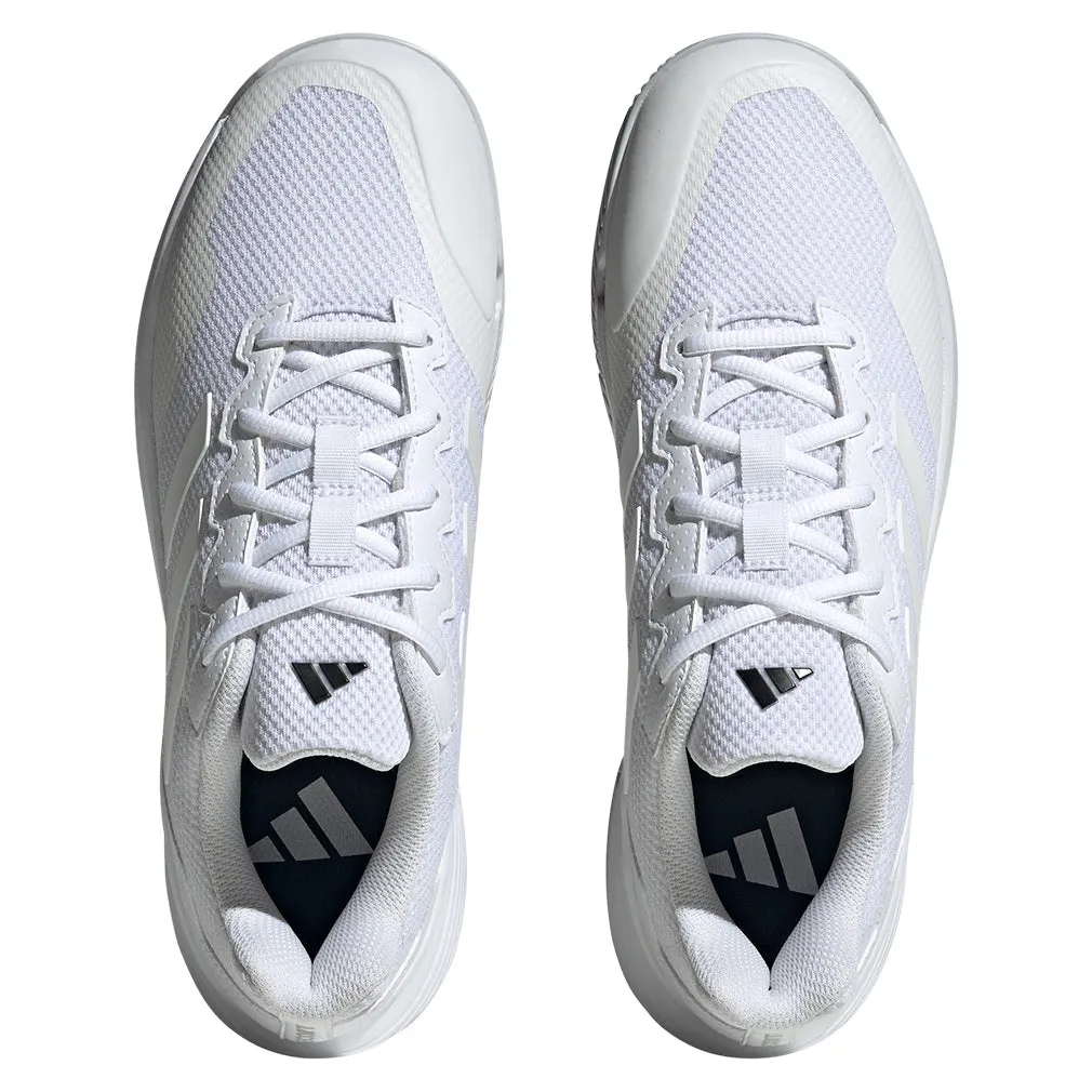 Junior`s Gamecourt 2 Tennis Shoes White and Silver Metallic