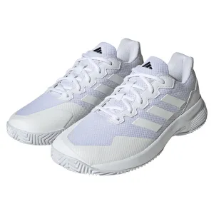 Junior`s Gamecourt 2 Tennis Shoes White and Silver Metallic