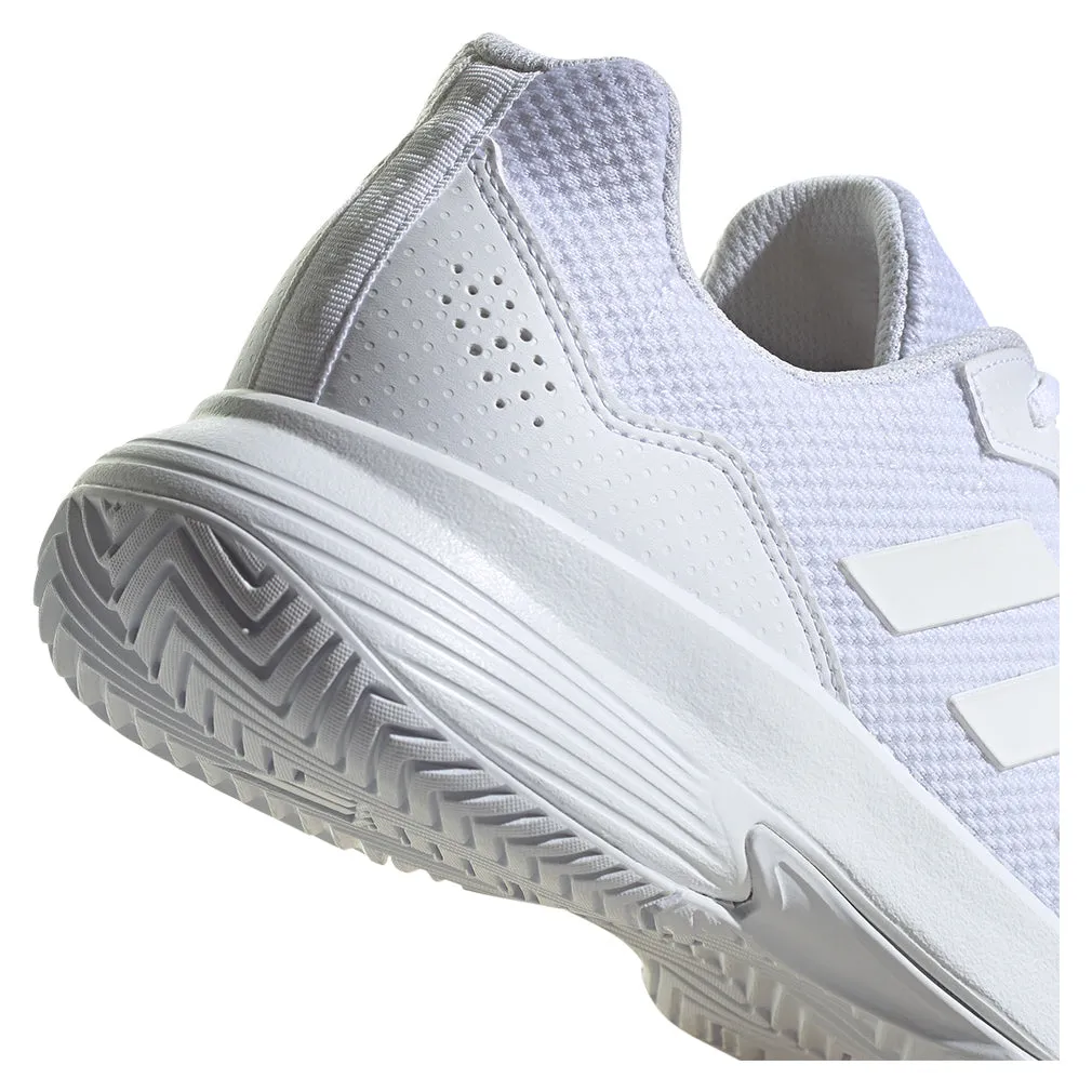 Junior`s Gamecourt 2 Tennis Shoes White and Silver Metallic