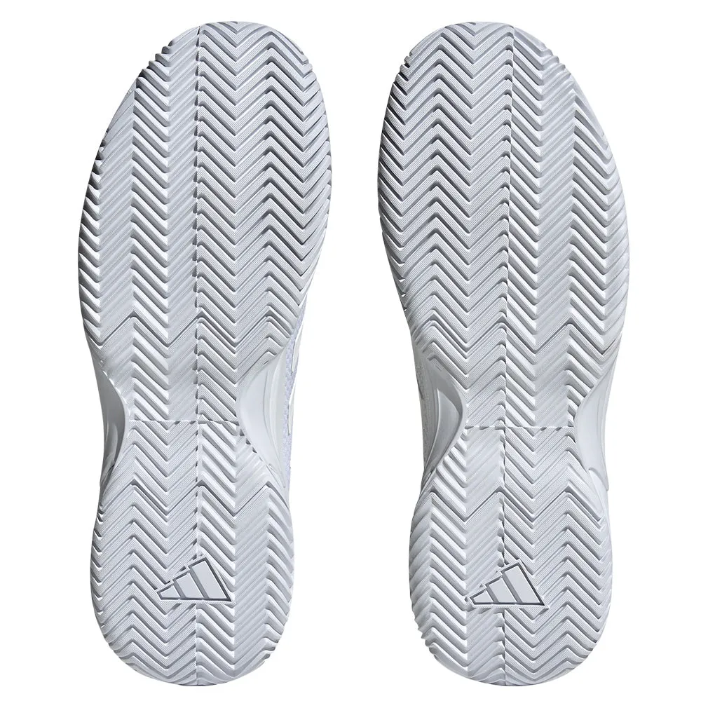 Junior`s Gamecourt 2 Tennis Shoes White and Silver Metallic