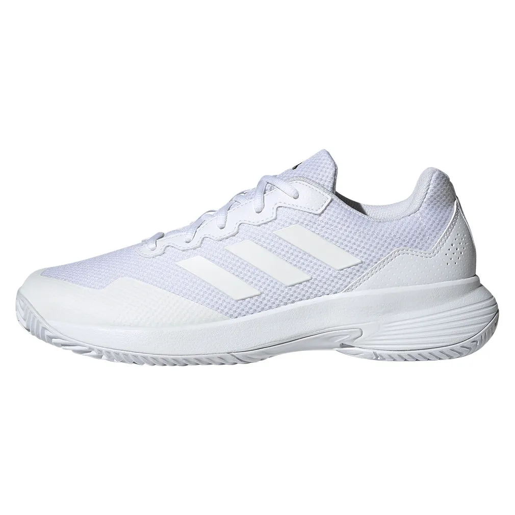 Junior`s Gamecourt 2 Tennis Shoes White and Silver Metallic