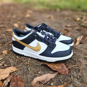 Kids Nike Dunk Low GS White Metallic Gold Anthracite Blue HV2533-100 Sneaker