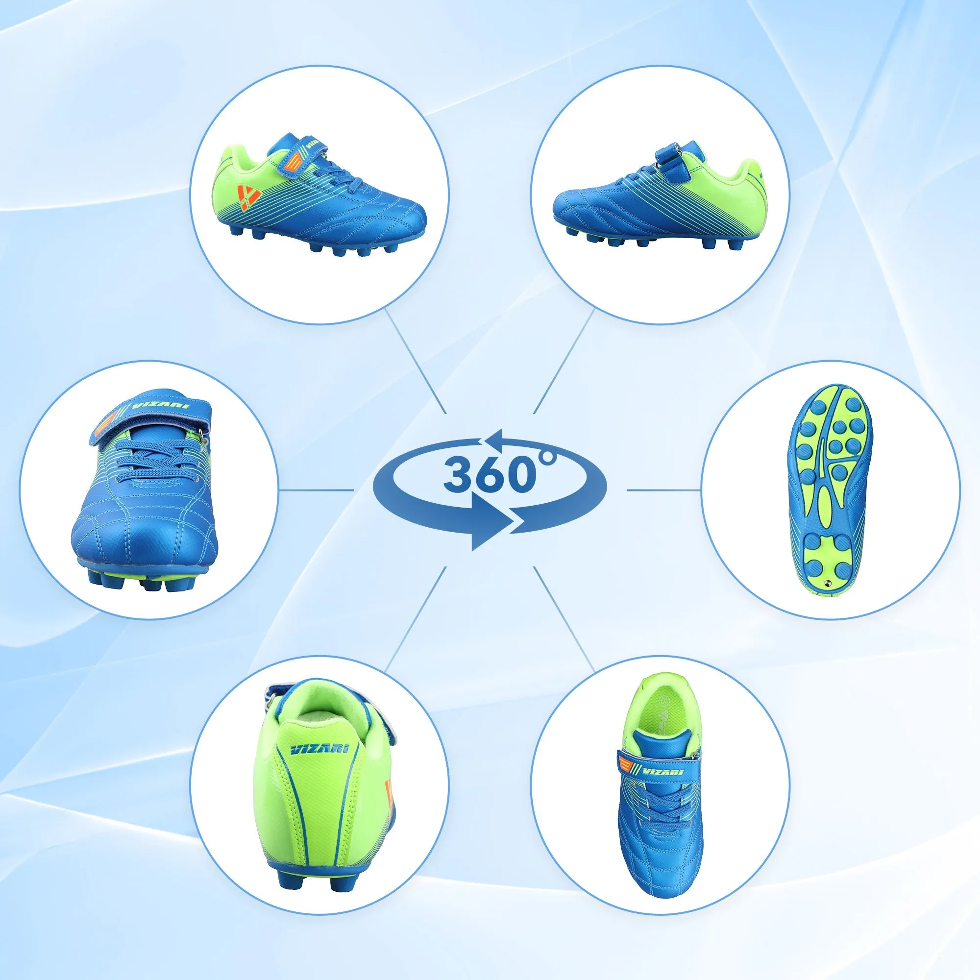 Loma Velcro Firm Ground Soccer Cleats - Blue/Green