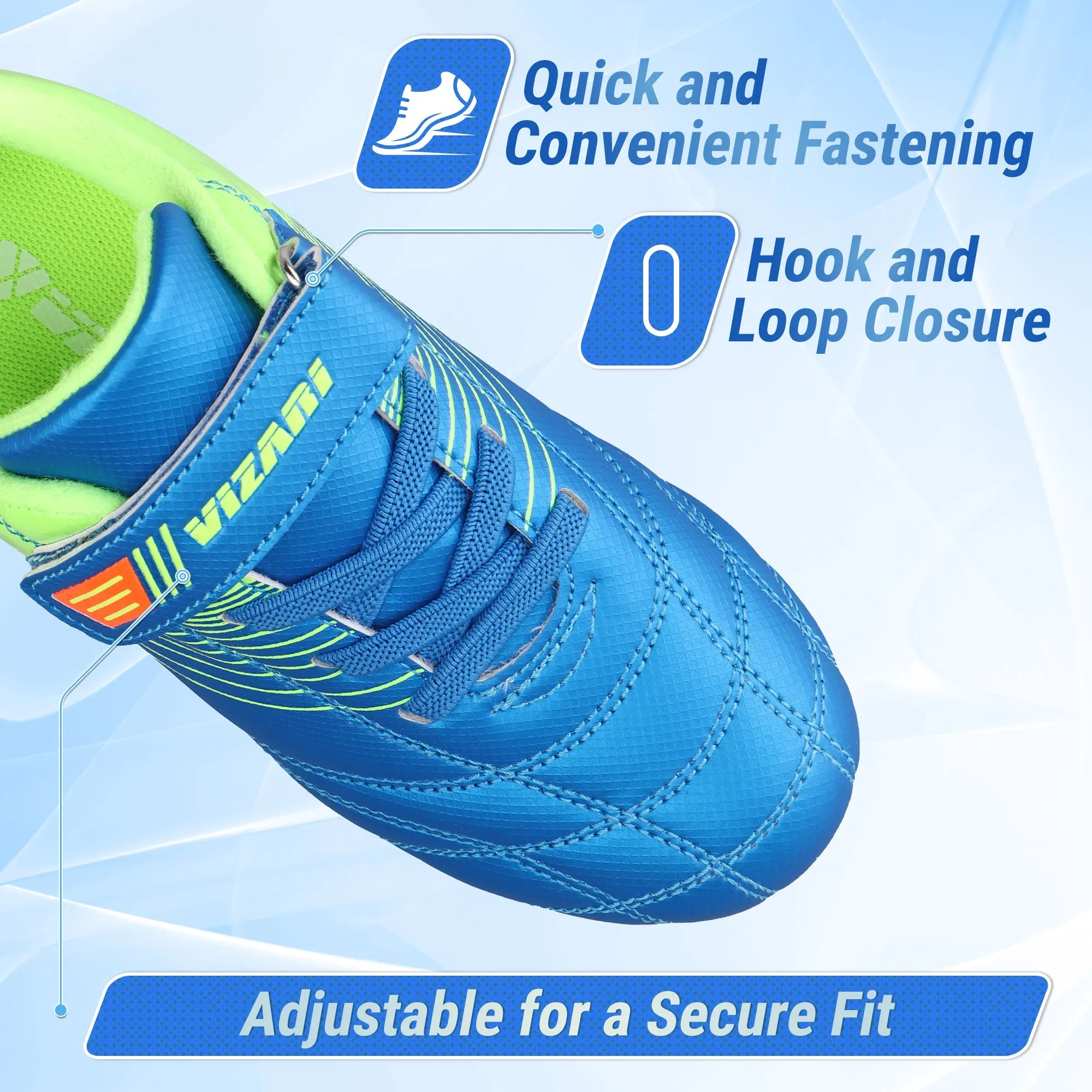 Loma Velcro Firm Ground Soccer Cleats - Blue/Green