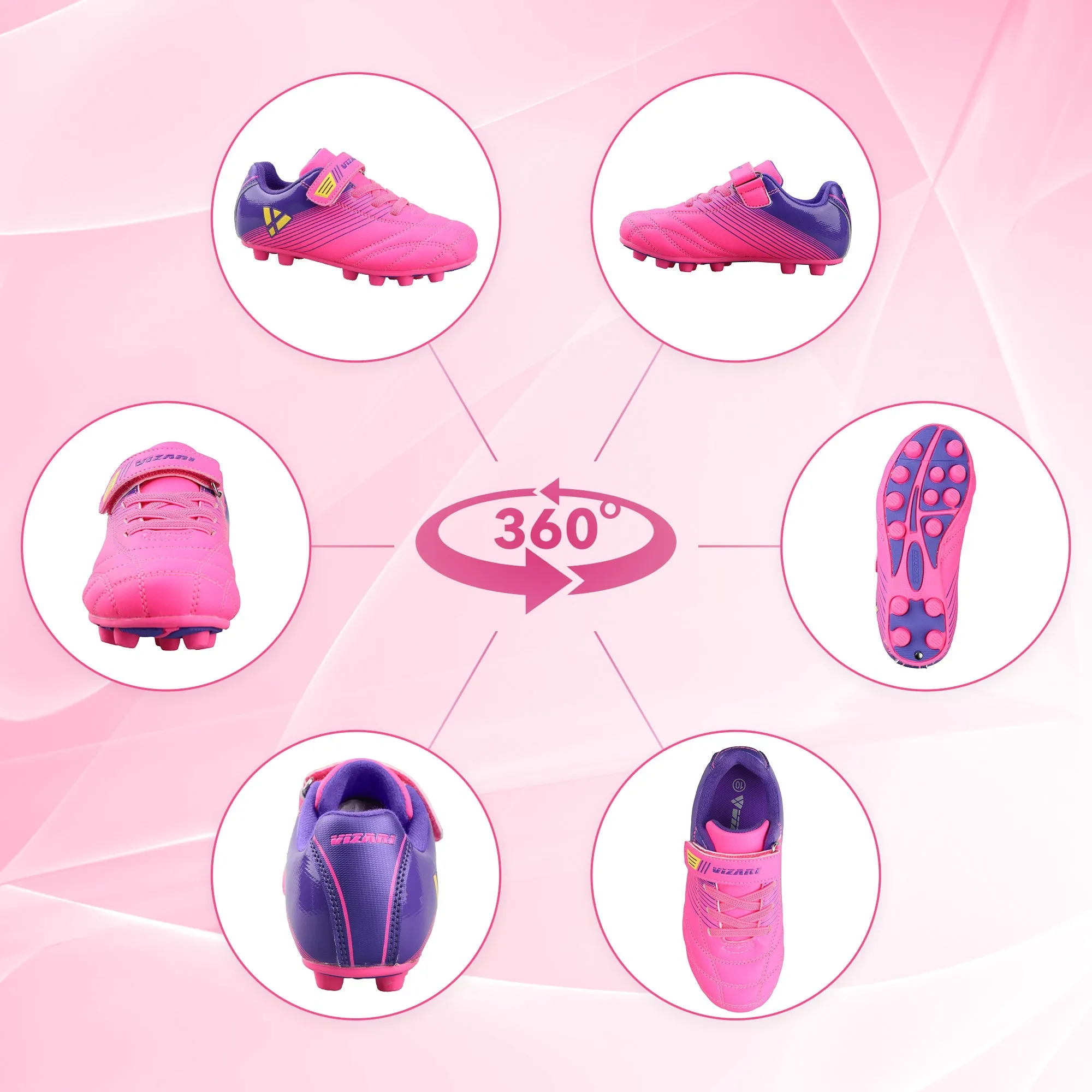 Loma Velcro Firm Ground Soccer Cleats - PInk/Purple