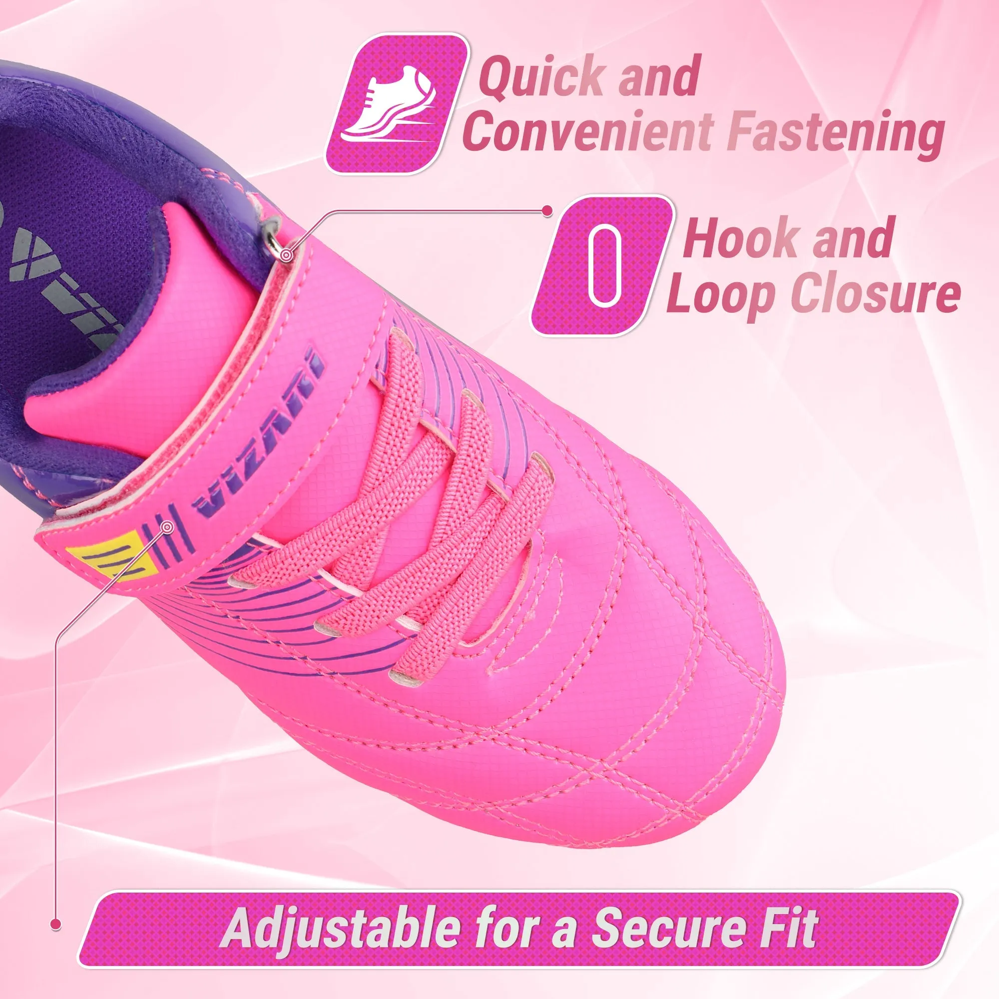 Loma Velcro Firm Ground Soccer Cleats - PInk/Purple