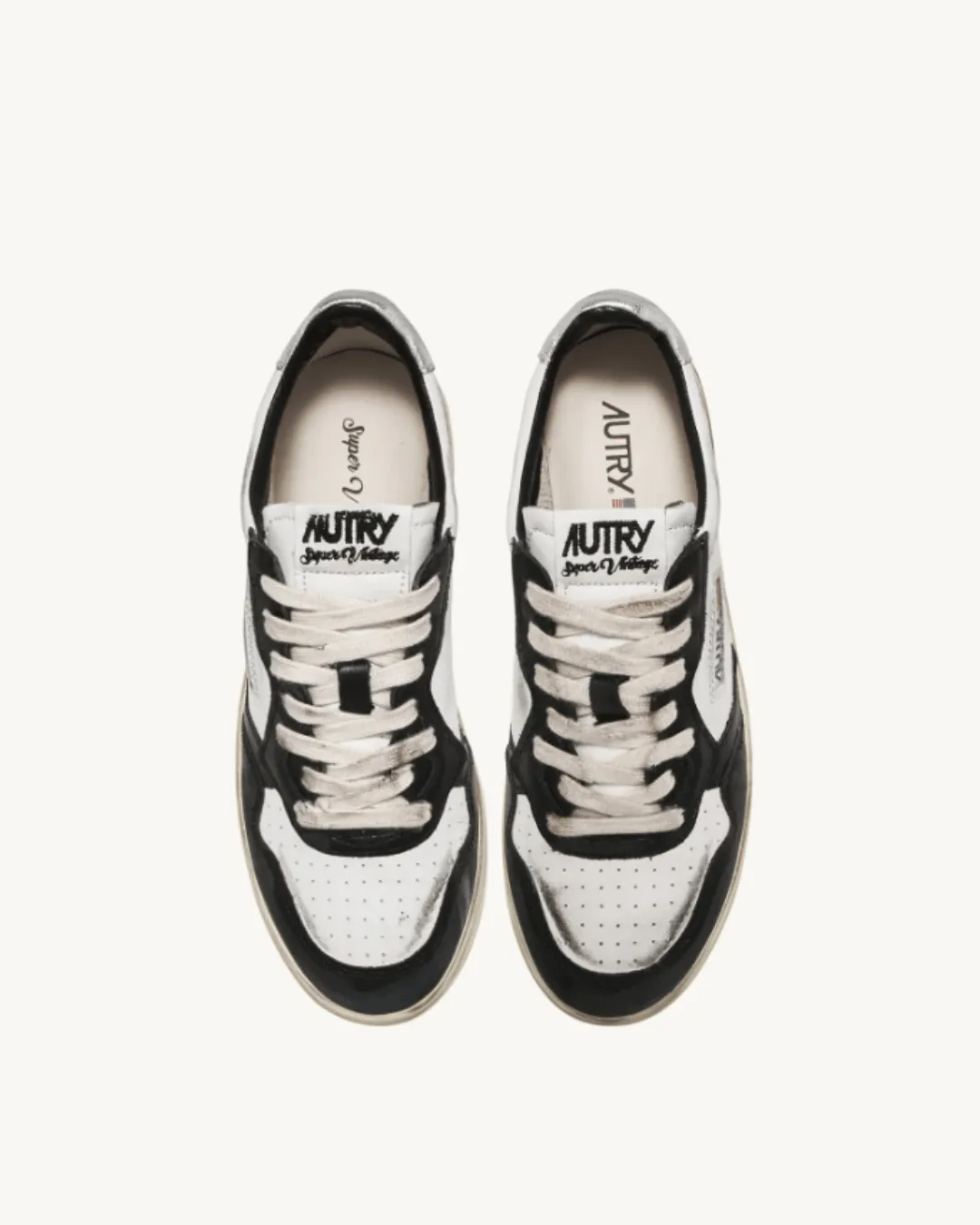 MEDALIST LOW SNEAKERS IN TWO-TONE LEATHER COLOR WHITE AND BLACK