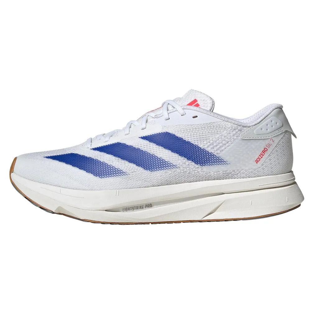 Men`s Adizero SL2 Running Shoes White and Team Royal Blue