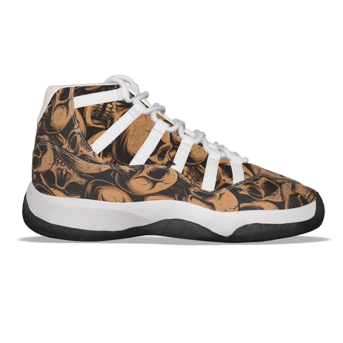 Men's Brown Skulls High Top Basketball Shoes