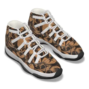 Men's Brown Skulls High Top Basketball Shoes
