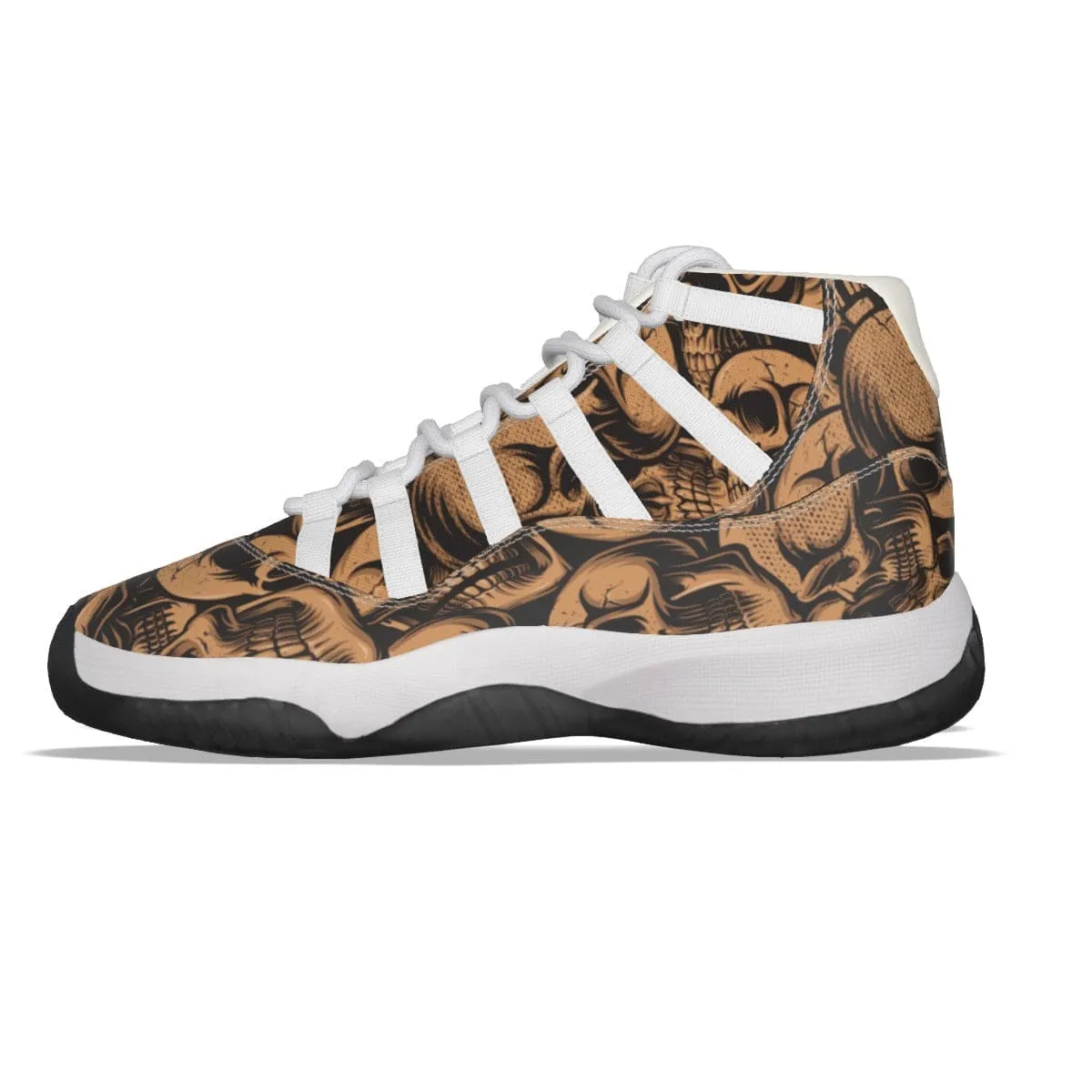 Men's Brown Skulls High Top Basketball Shoes
