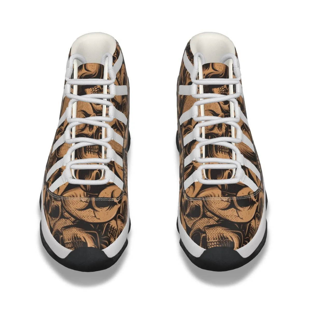 Men's Brown Skulls High Top Basketball Shoes