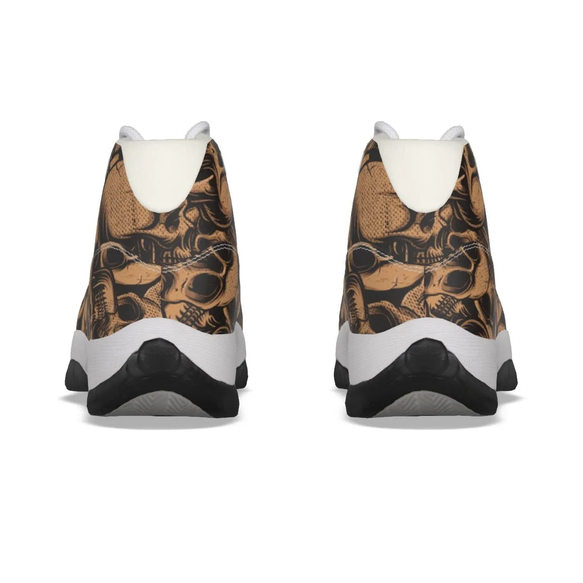 Men's Brown Skulls High Top Basketball Shoes