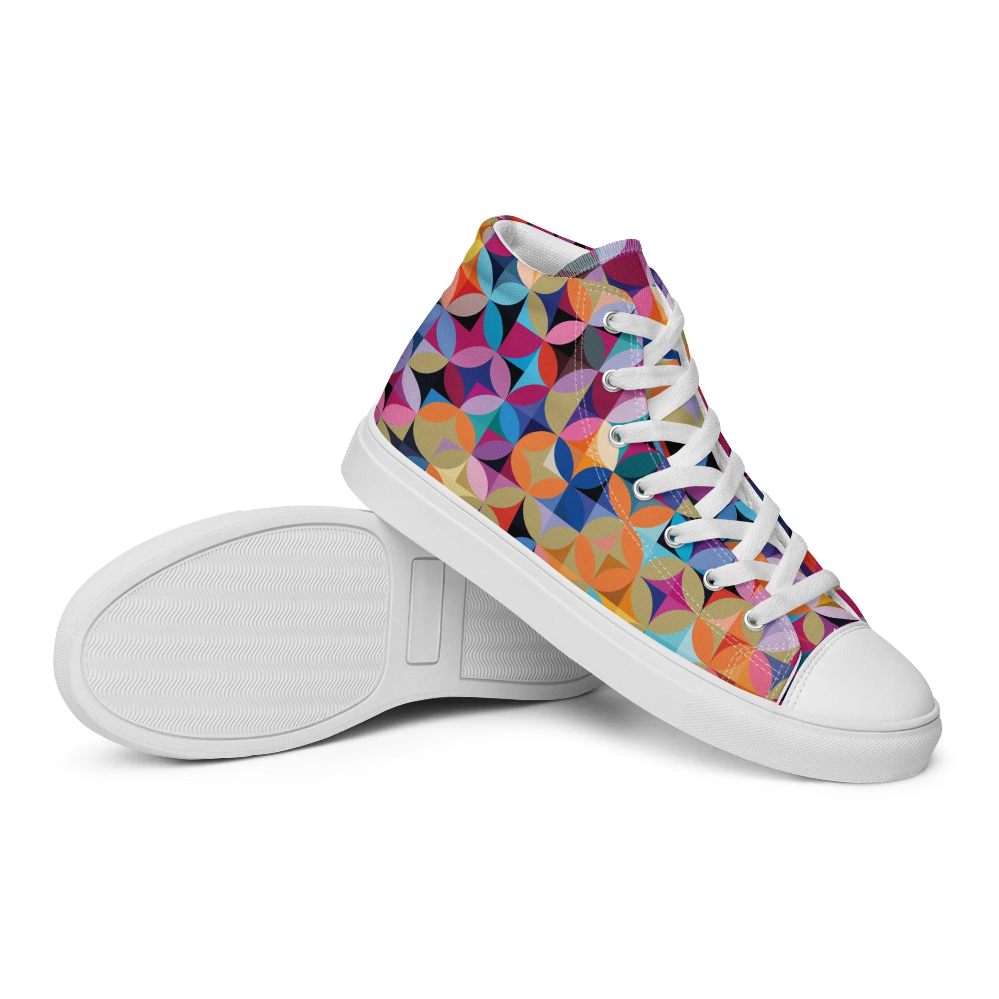 Multicolor Illusions - Women’s high top canvas shoes