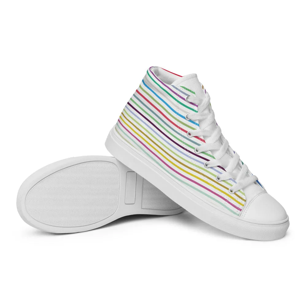 Neon Lines - Sustainably Made Women's  High Top Canvas Shoes