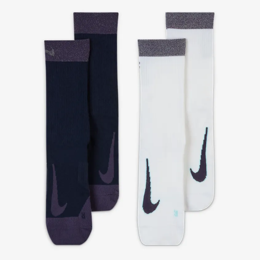 Nike Court Multiplier Max Crew Socks 2 Pack (Obsidian/White)