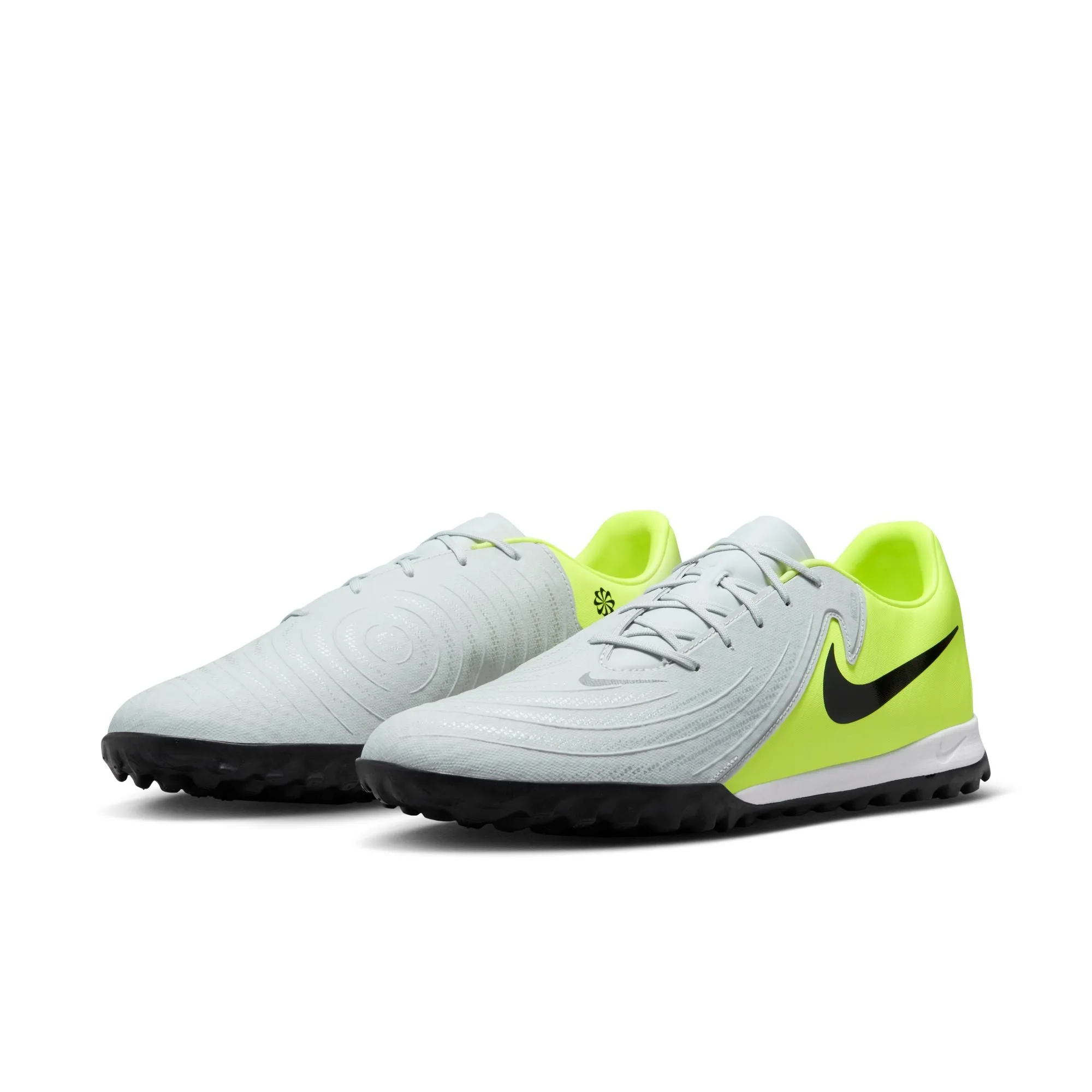 Nike Phantom GX 2 Academy TF Turf Soccer Shoes - Metallic Silver/Black/Volt
