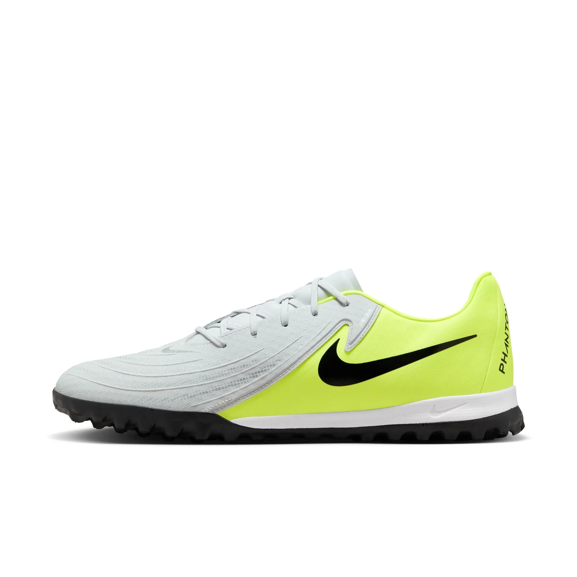 Nike Phantom GX 2 Academy TF Turf Soccer Shoes - Metallic Silver/Black/Volt