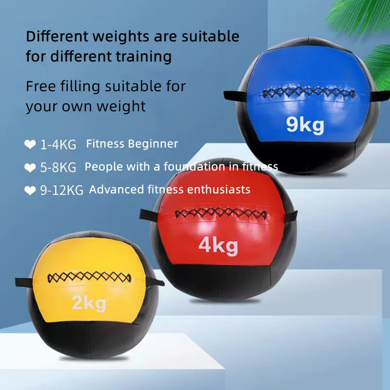 Premium Adjustable Medicine Wall Ball – Empty 2-12kg Core Training Ball for CrossFit, Gym, Strength, and Balance Exercises, Ideal for Throwing and Bouncing Workouts, Fillable with Sand or Fabrics