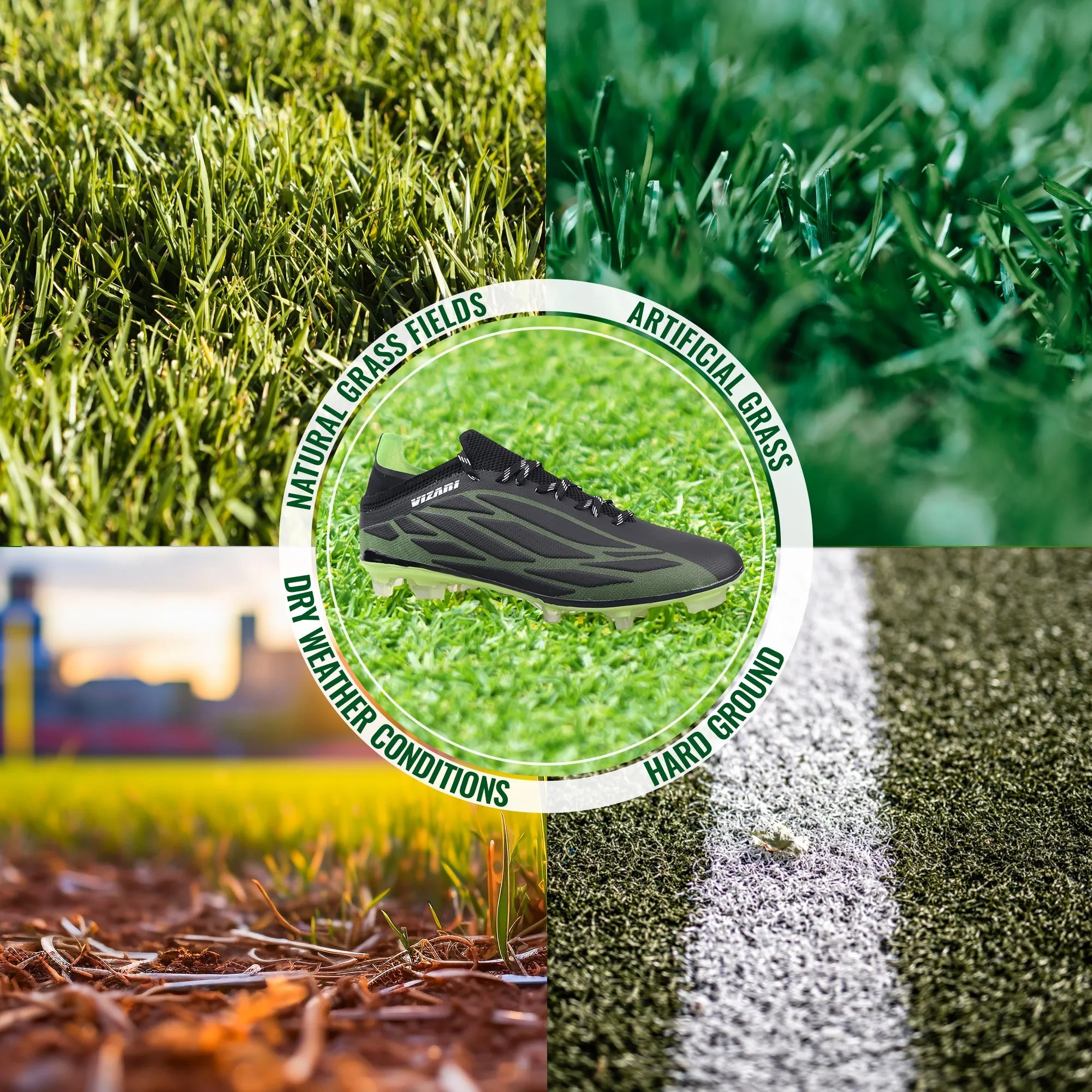 Provo Adult Firm Ground Soccer Cleats - Black/Lime