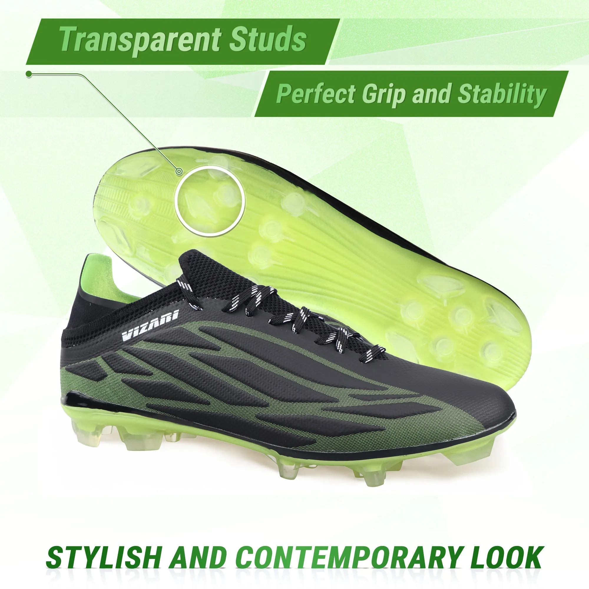 Provo Adult Firm Ground Soccer Cleats - Black/Lime