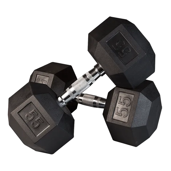 Rubber Hex Dumbbells  3lbs - 80lbs