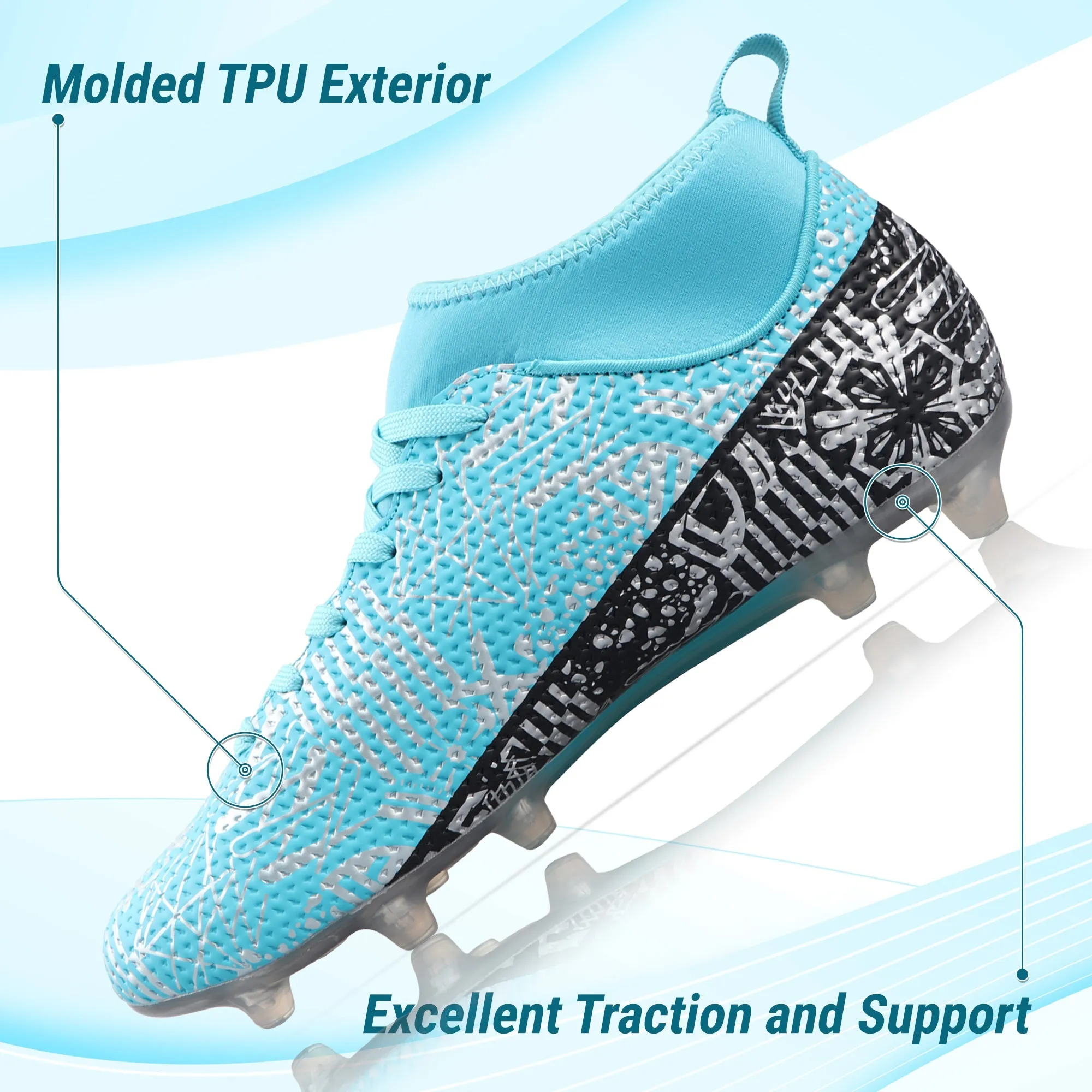 Saco Mid-Cut Adult Firm Ground Soccer Cleats - Mint/Black
