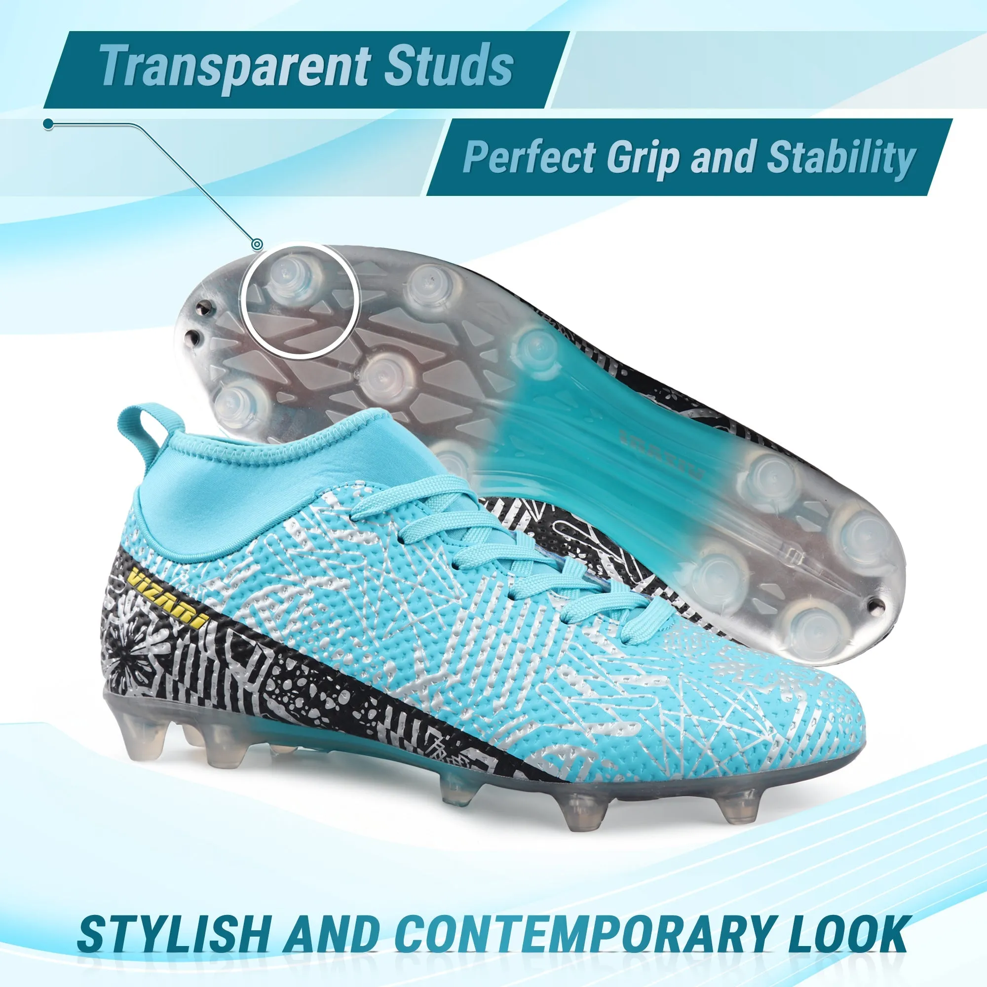 Saco Mid-Cut Adult Firm Ground Soccer Cleats - Mint/Black