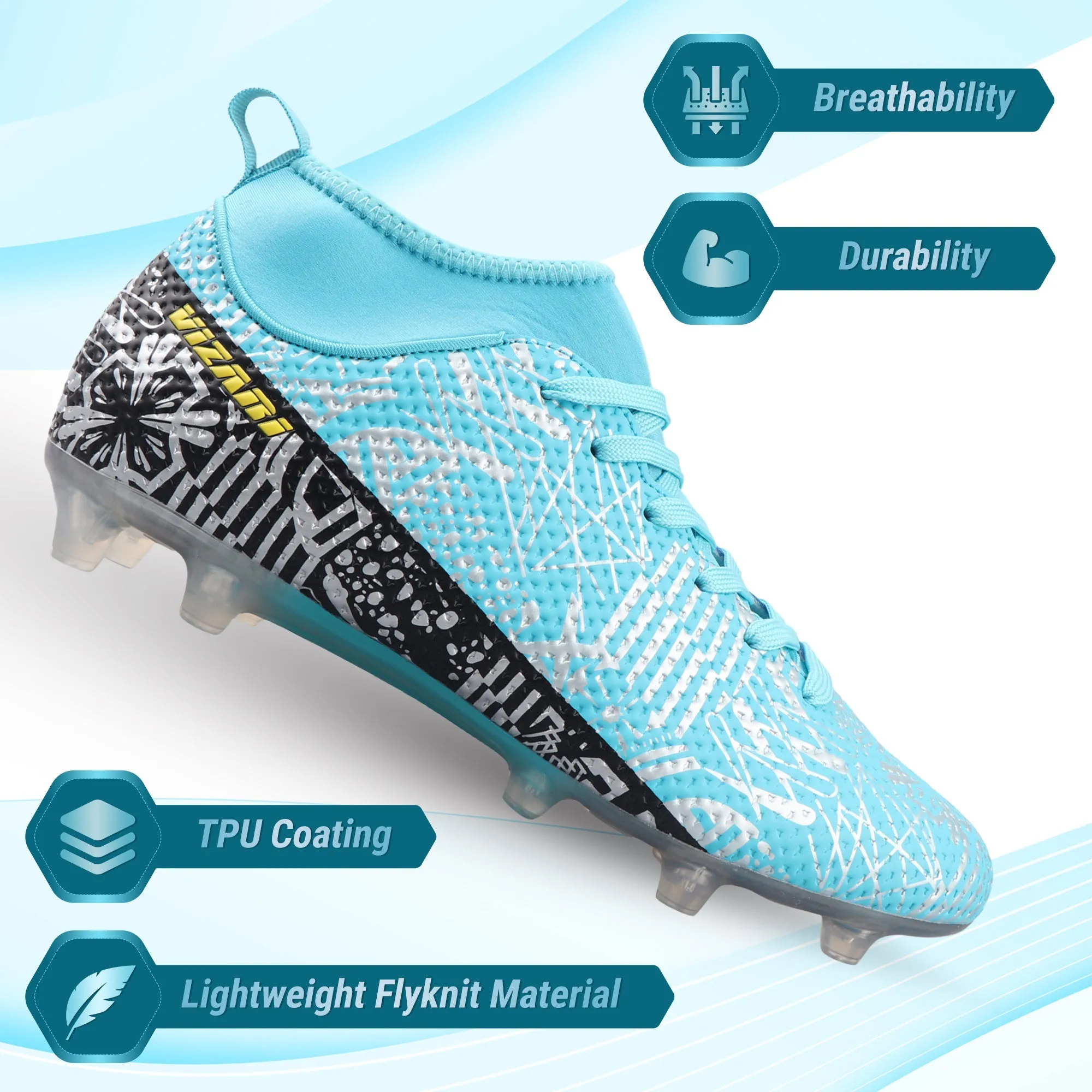 Saco Mid-Cut Adult Firm Ground Soccer Cleats - Mint/Black