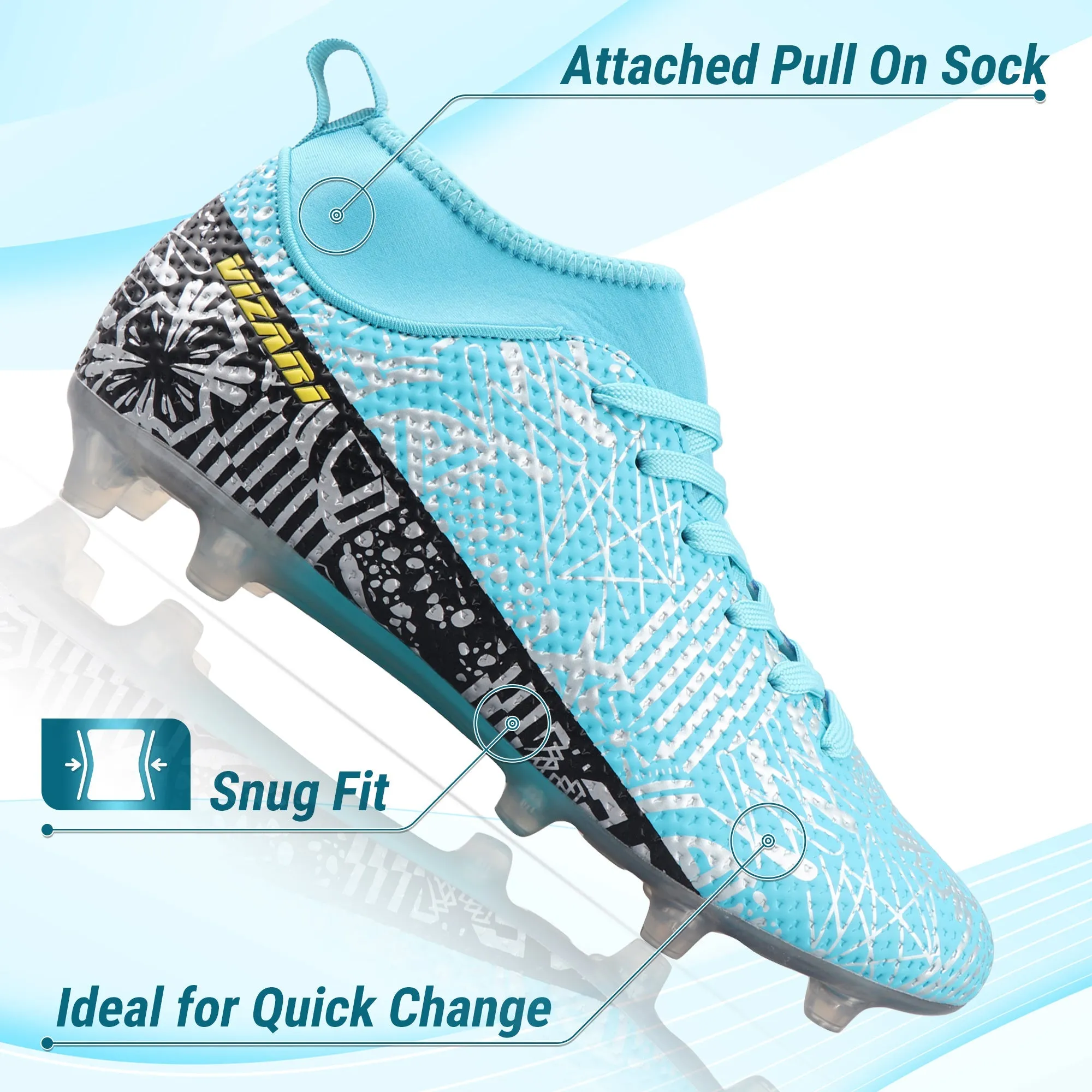 Saco Mid-Cut Adult Firm Ground Soccer Cleats - Mint/Black