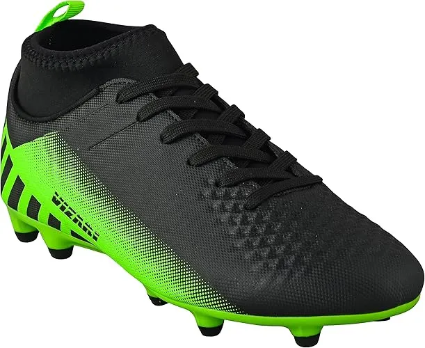 Santos Junior FG Mid Cut Soccer Shoes - Black/Green
