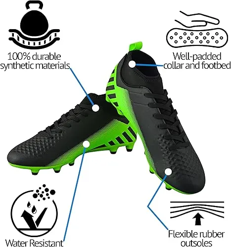 Santos Junior FG Mid Cut Soccer Shoes - Black/Green