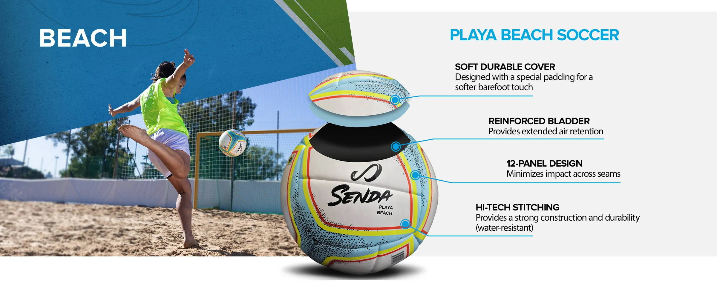 Senda Athletics Playa Beach Soccer Ball - Orange/Yellow