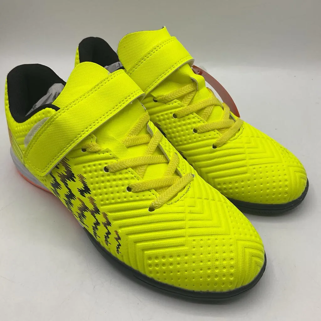 Size 3Y: Deja Tu Huella Neon Yellow Velcro Strap Indoor Soccer Cleats-NEW