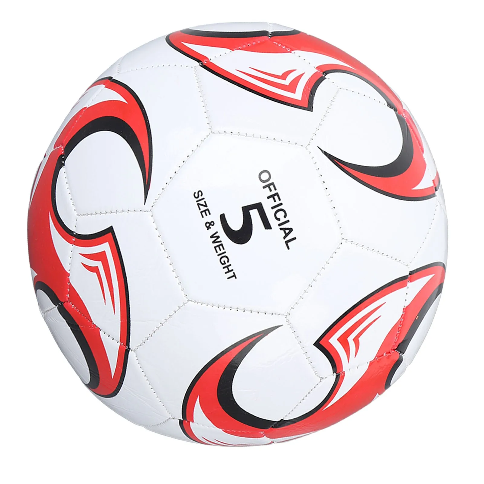 Size 5 Soccer Ball PVC for Competitions Training Exams Official Indoor Outdoor Play Red