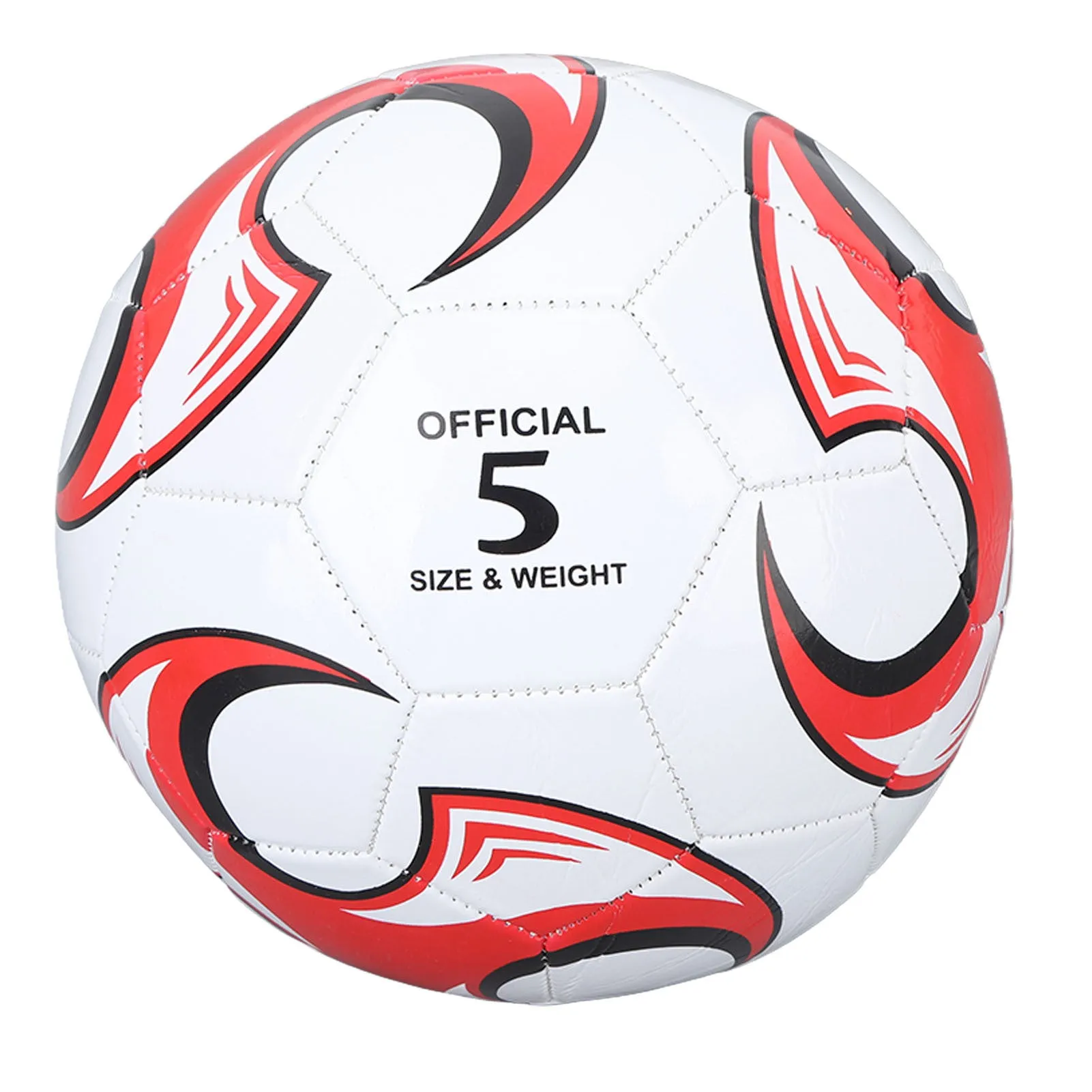 Size 5 Soccer Ball PVC for Competitions Training Exams Official Indoor Outdoor Play Red