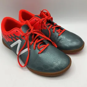 Size 5Y: New Balance Orange/Grey Lace-Up Indoor Soccer Cleats