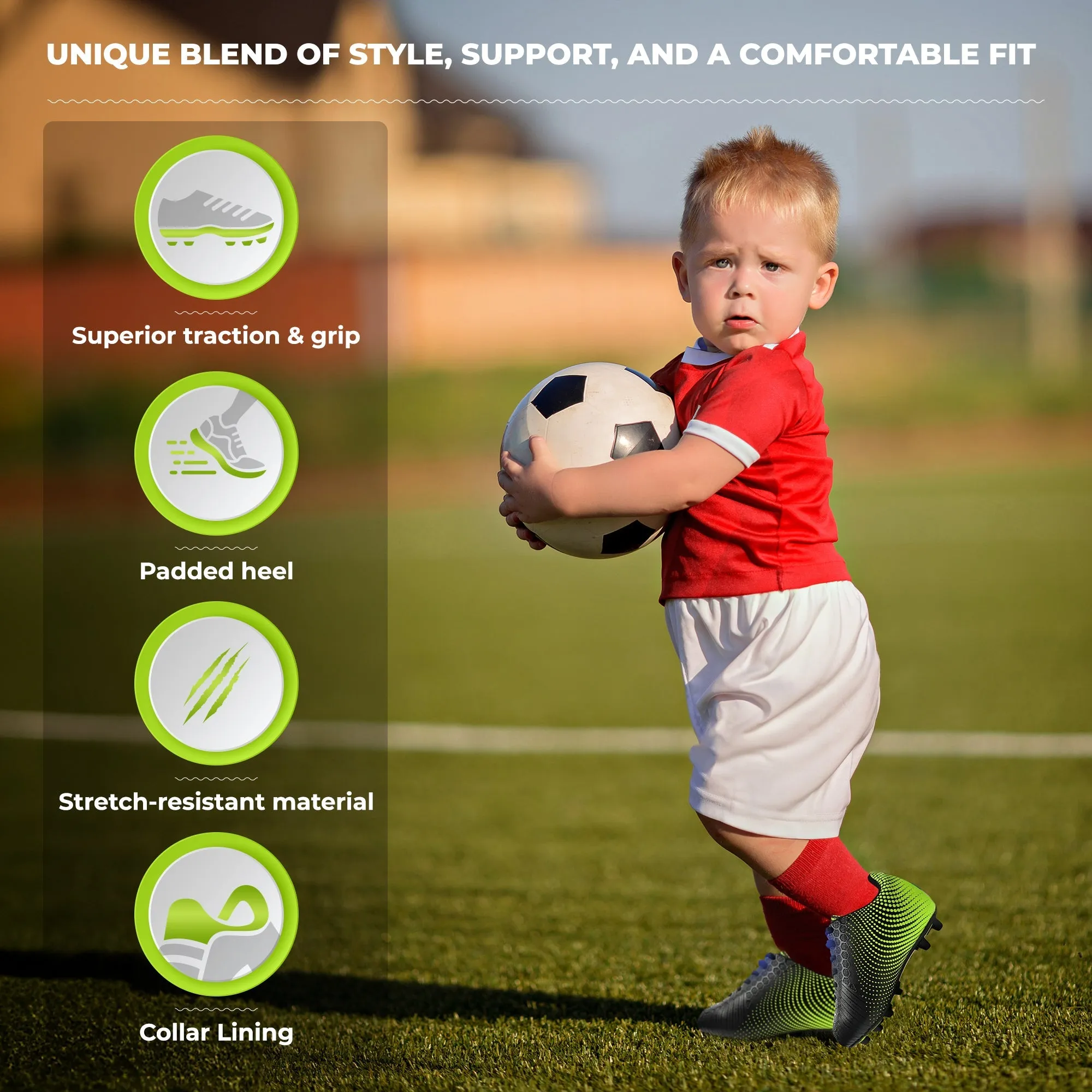 Stealth Firm Ground Soccer Shoes -Black/Green
