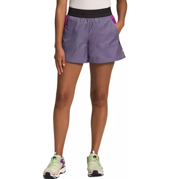 The North Face sz XL purple &amp; pink Windwall tech high rise 4 1/2” running shorts
