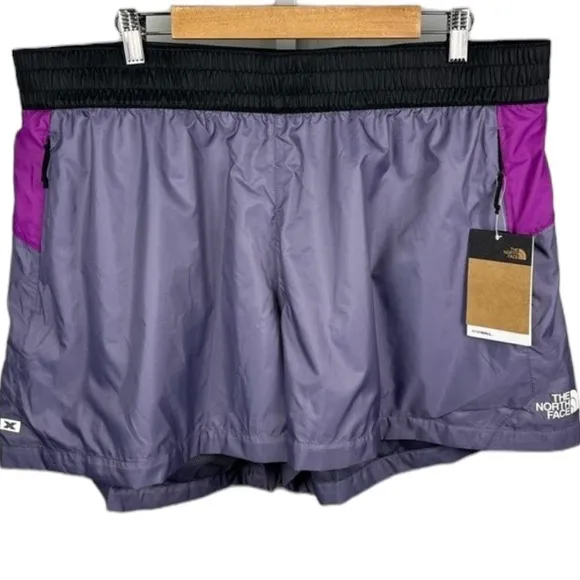 The North Face sz XL purple &amp; pink Windwall tech high rise 4 1/2” running shorts