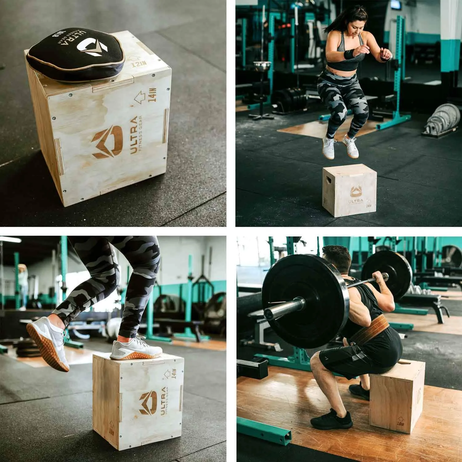 Ultra Fitness Gear 3 in 1 Wood Plyo Box for Jump, Crossfit, Plyometrics. Sizes: 30/24/20, 24/20/16, 20/18/16, or 16/14/12