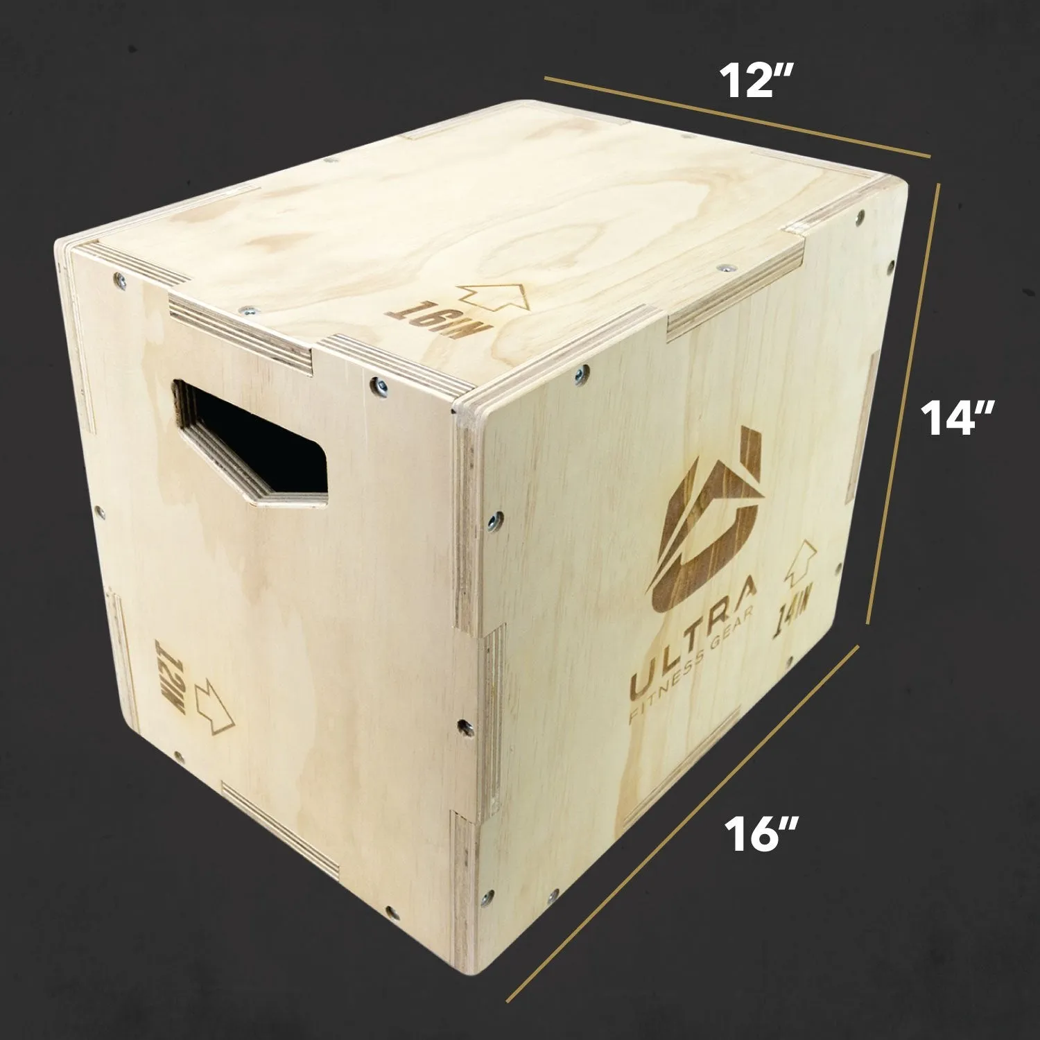 Ultra Fitness Gear 3 in 1 Wood Plyo Box for Jump, Crossfit, Plyometrics. Sizes: 30/24/20, 24/20/16, 20/18/16, or 16/14/12