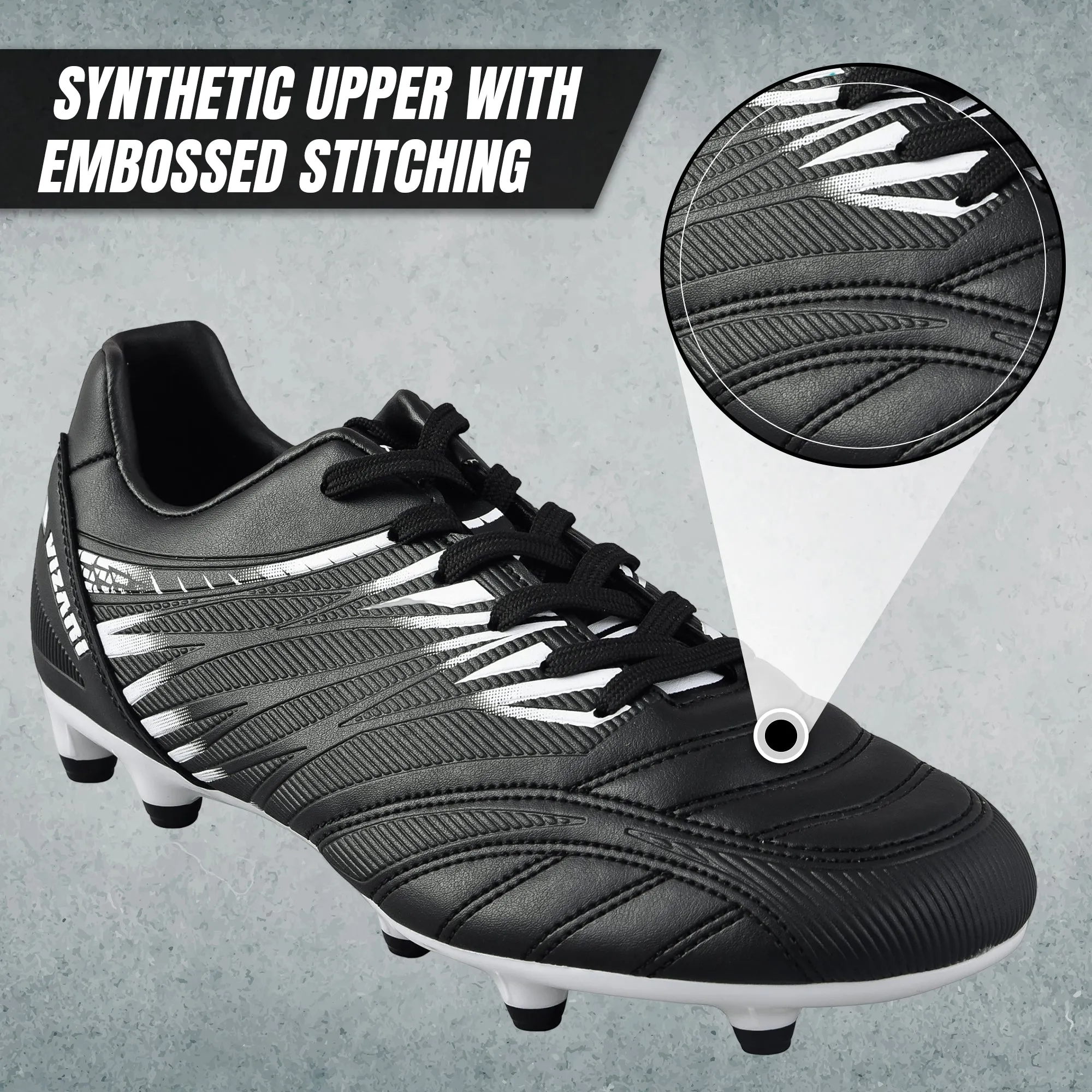 Valencia Firm Ground Soccer Cleats - Black/White