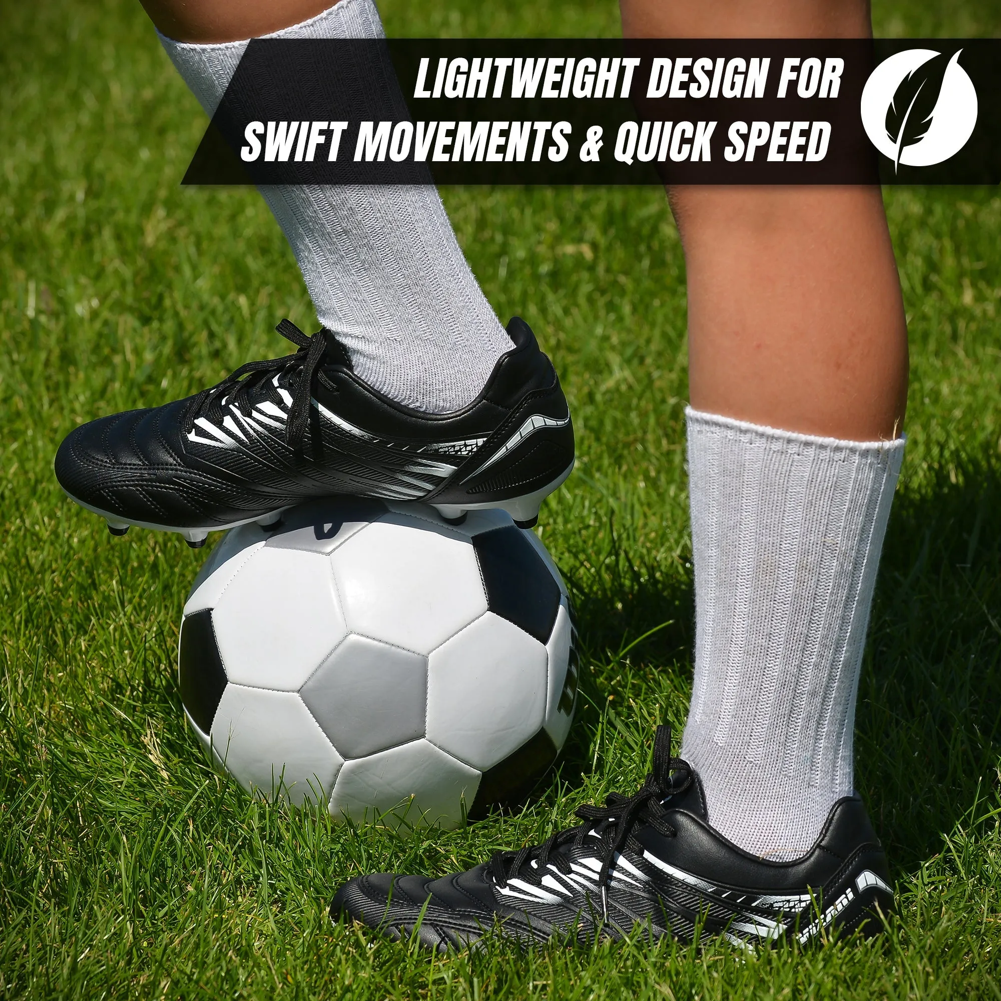 Valencia Firm Ground Soccer Cleats - Black/White