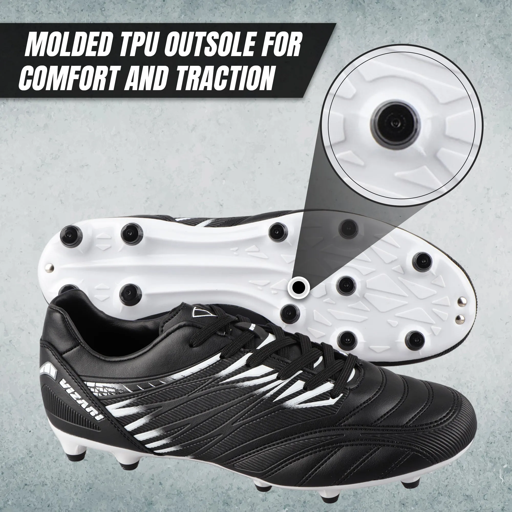 Valencia Firm Ground Soccer Cleats - Black/White
